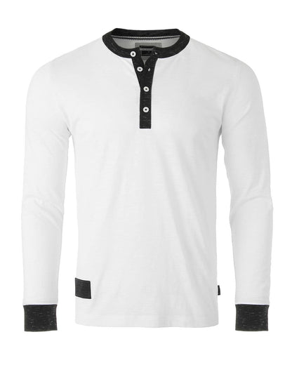 Men's Long Sleeve Contrast Neck Cuffs Henley