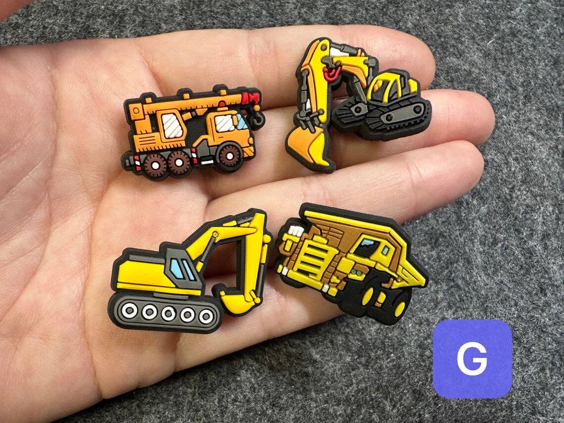 JuliesDecal - Concrete machine Construction Machine Vehicle Road Pile Driver Design shoe charms Best Quality: Set H 6pcs