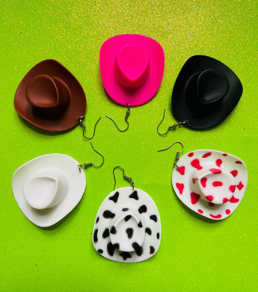 Cowboy Hat Earrings: Hot Pink