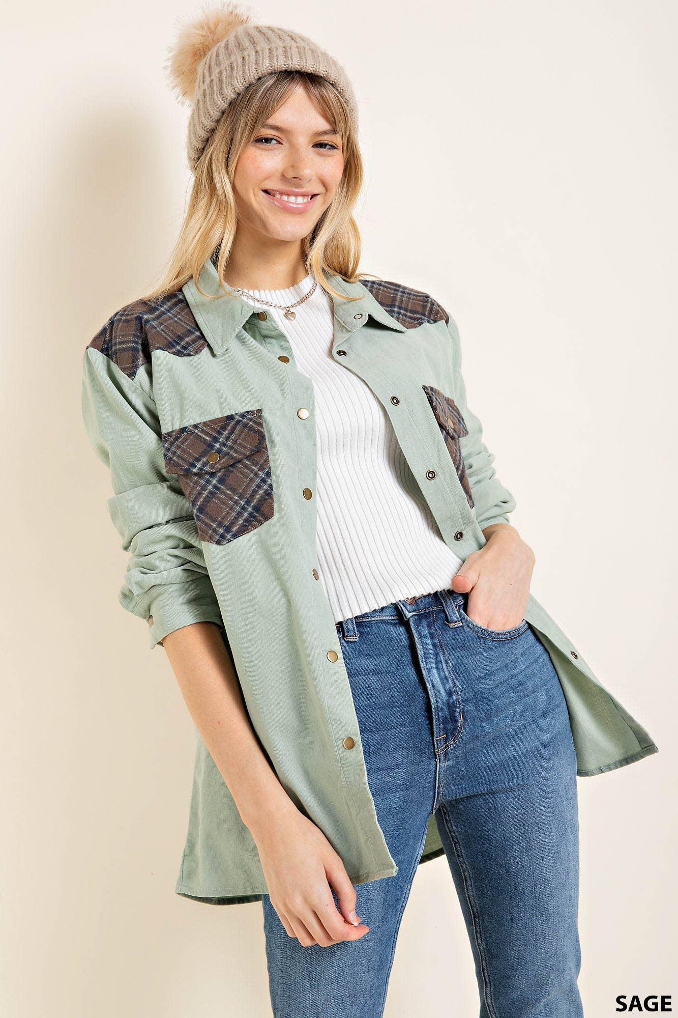 Corduroy plaid jacket