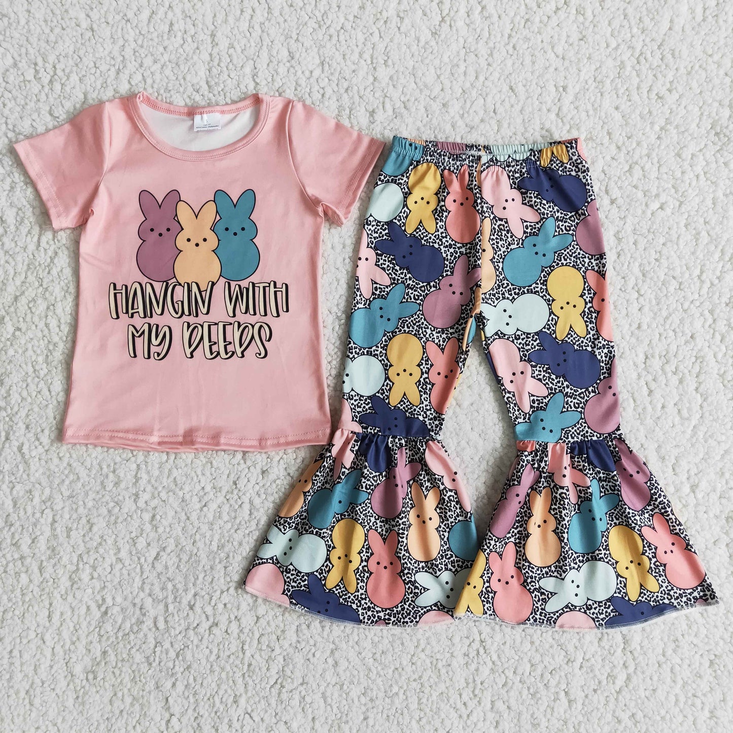 Yawoo Garments - Hangin with my peeps  girls easter clothing set: 6-7T