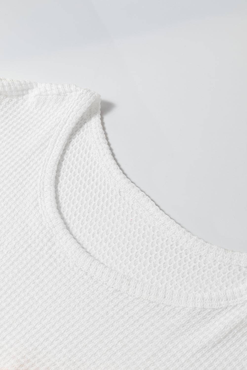 White Colorblock Waffle Knit Tee