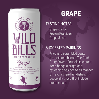 Wild Bill’s Craft Beverage Co. - Grape - Premium Cane Sugar Soda, 12-Pack, Cans