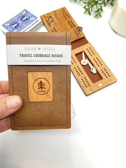 Travel Cribbage Board - Leather