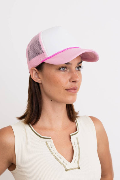 Leto Accessories - Classic Mesh Foam Truckers Hat - High Quality: Pink