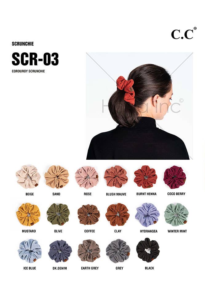 C.C Corduroy Solid Color Soft Scrunchies