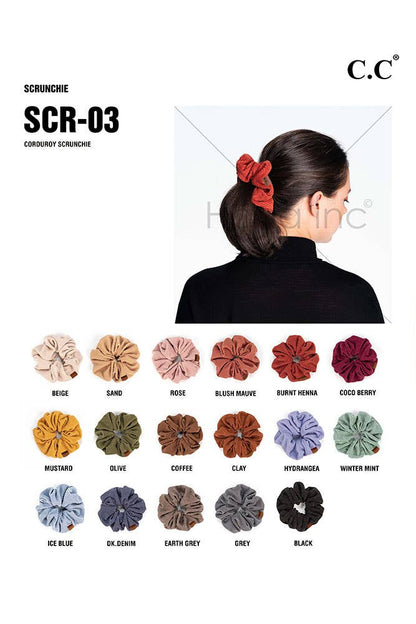 C.C Corduroy Solid Color Soft Scrunchies