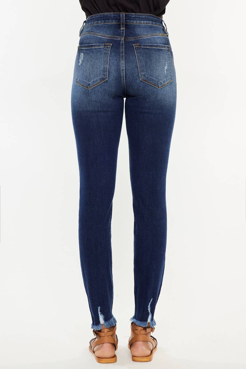 High rise dark ankle skinny jeans