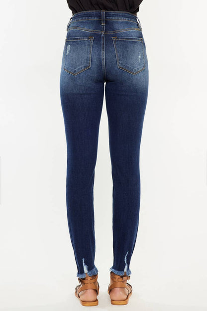 High rise dark ankle skinny jeans