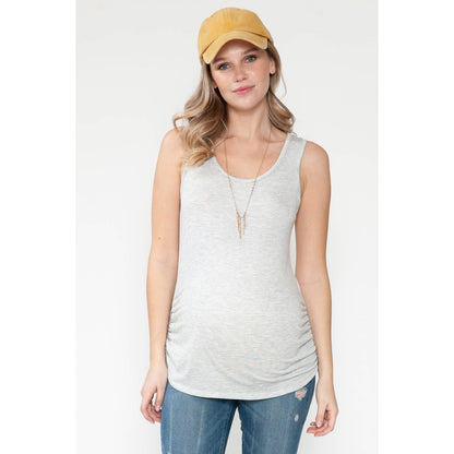 Maternity Summer Shirring Stripe Sleeveless Top