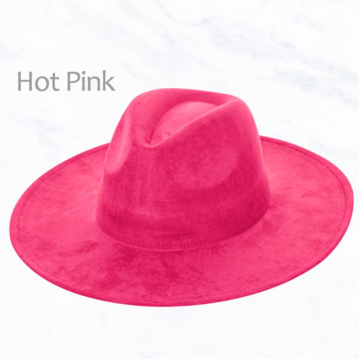 Suede Large Eaves Peach Top Fedora Hat: Barbie Pink