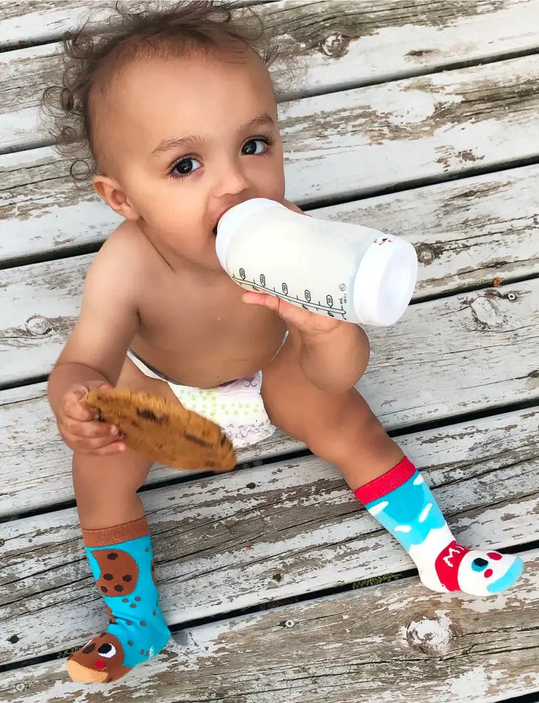 Milk & Cookies Non-Slip Mismatched Socks for Kids