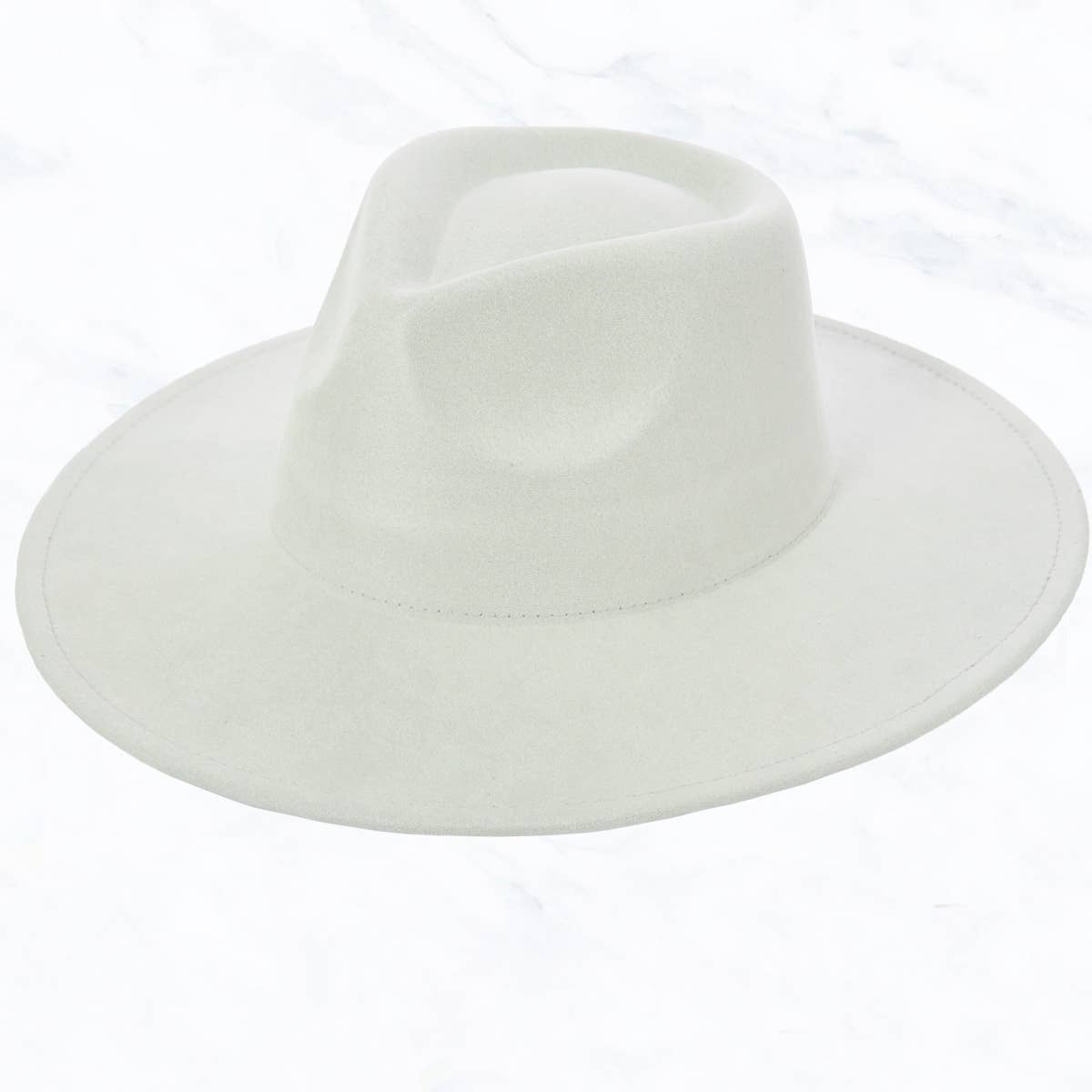 Suzie Q USA - Suede Large Eaves Teardrop Top Fedora Hat: New Beige