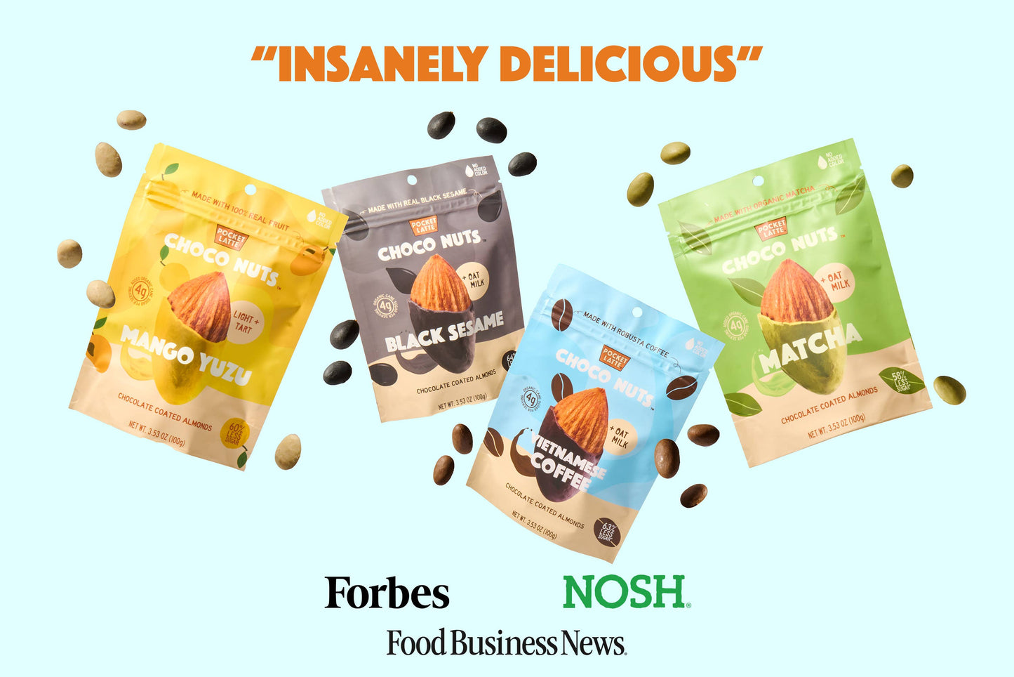 Mango Yuzu Chocolate Almonds, 3.53 oz Standing Pouch