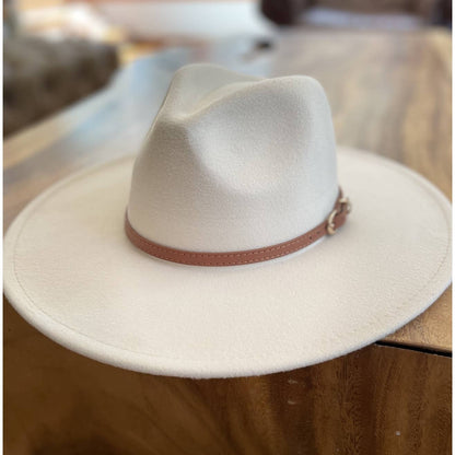 Structured wide brim panama hat With leather belt: MINT / ONE SIZE