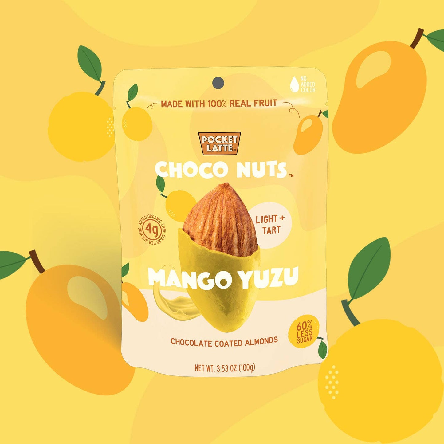 Mango Yuzu Chocolate Almonds, 3.53 oz Standing Pouch