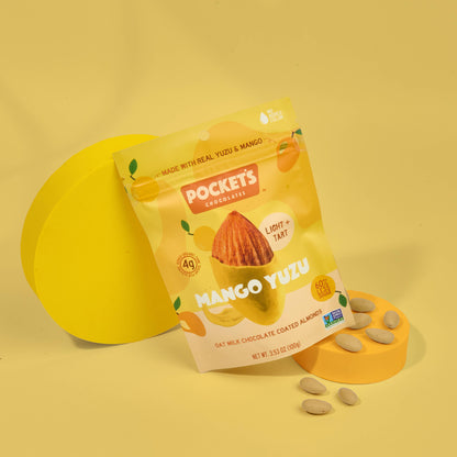 Mango Yuzu Chocolate Almonds, 3.53 oz Standing Pouch