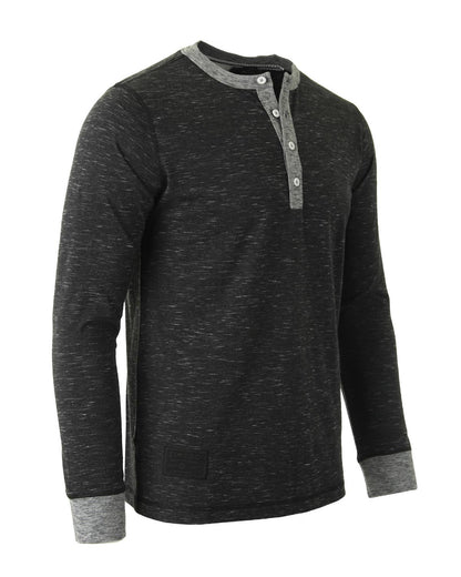 Men's Long Sleeve Contrast Neck Cuffs Henley