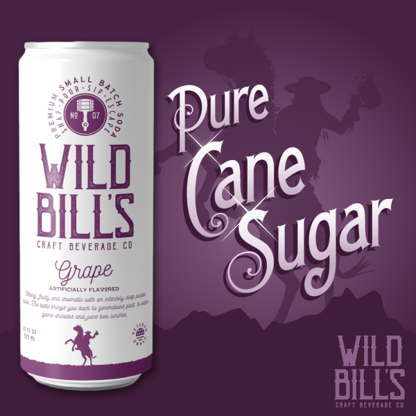 Wild Bill’s Craft Beverage Co. - Grape - Premium Cane Sugar Soda, 12-Pack, Cans