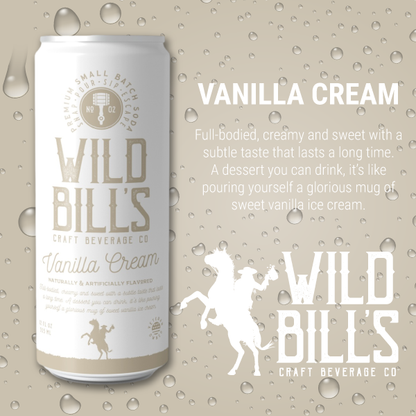 Wild Bill’s Craft Beverage Co. - Vanilla Cream - Premium Cane Sugar Soda, 12-Pack, Cans