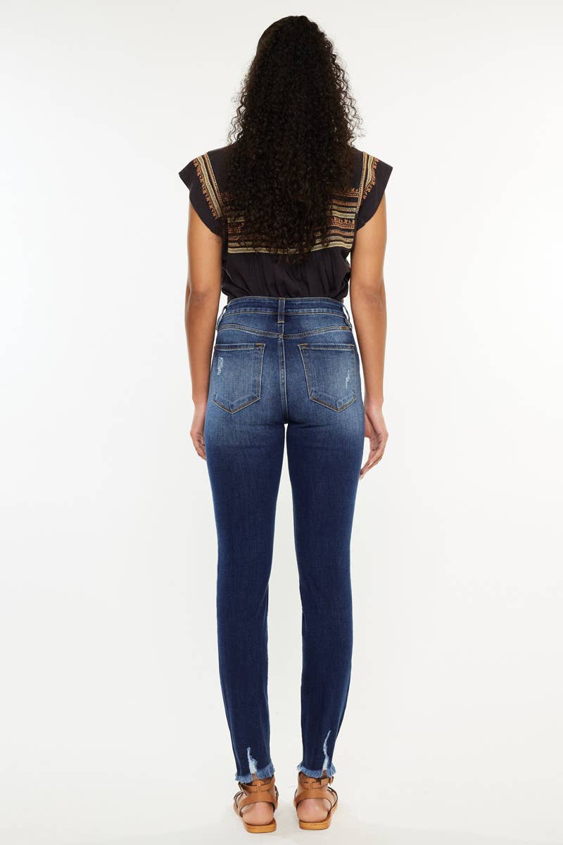 High rise dark ankle skinny jeans