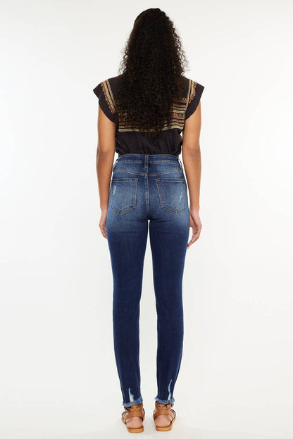 High rise dark ankle skinny jeans