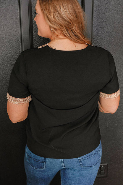 Black lace v neck shirt