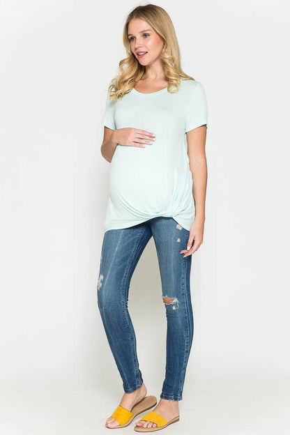 Short sleeve twist maternity top