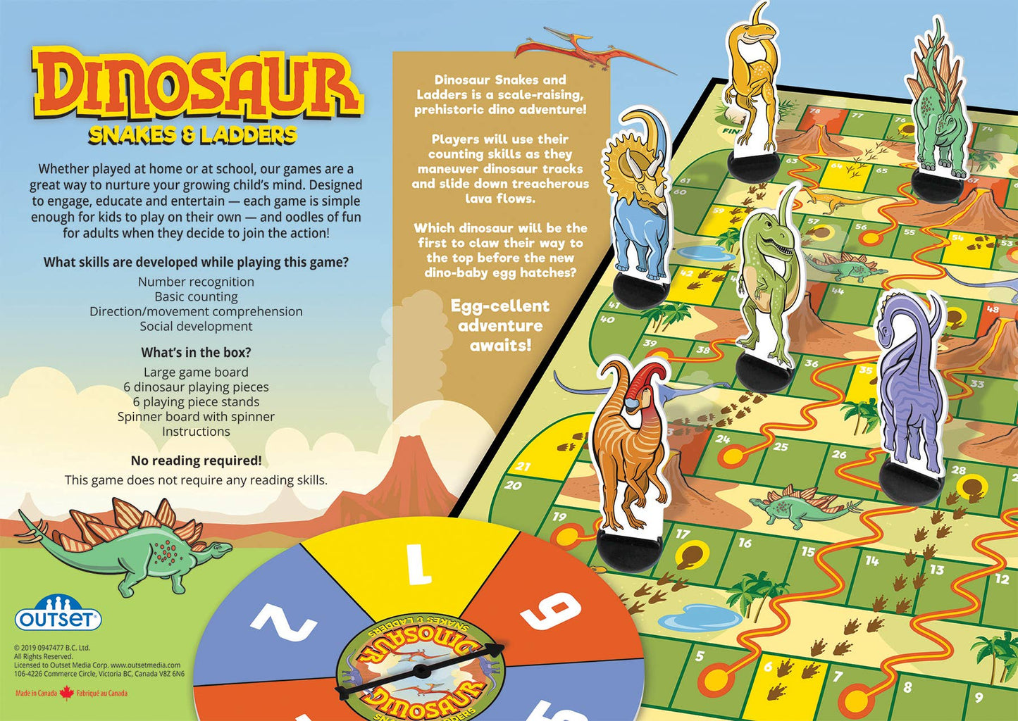 Dinosaur Snakes and Ladders Board Game