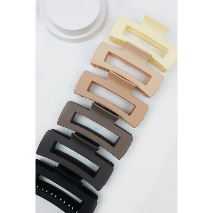 Love and Repeat - Nuetral Tones Matte Cut Out Rectangle Hair Claw: MIX COLOR / ONE