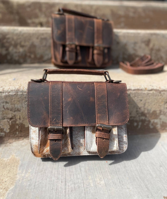 Mini Vintage Leather Cowhide Crossbody