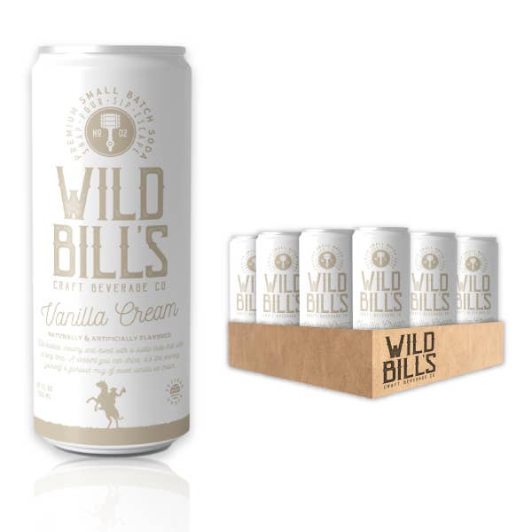 Wild Bill’s Craft Beverage Co. - Vanilla Cream - Premium Cane Sugar Soda, 12-Pack, Cans