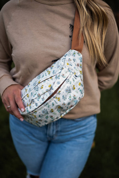 Spring Floral Cream Belt Bag