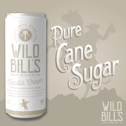 Wild Bill’s Craft Beverage Co. - Vanilla Cream - Premium Cane Sugar Soda, 12-Pack, Cans