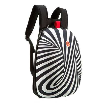 Black and white hard shell backpack