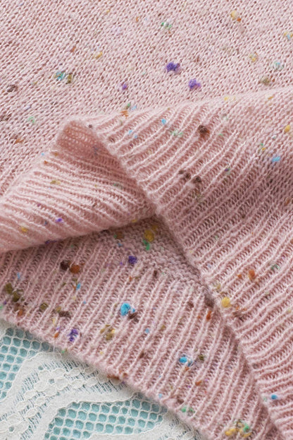 Pink Pilling Detail Patterned Sleeve Sweater