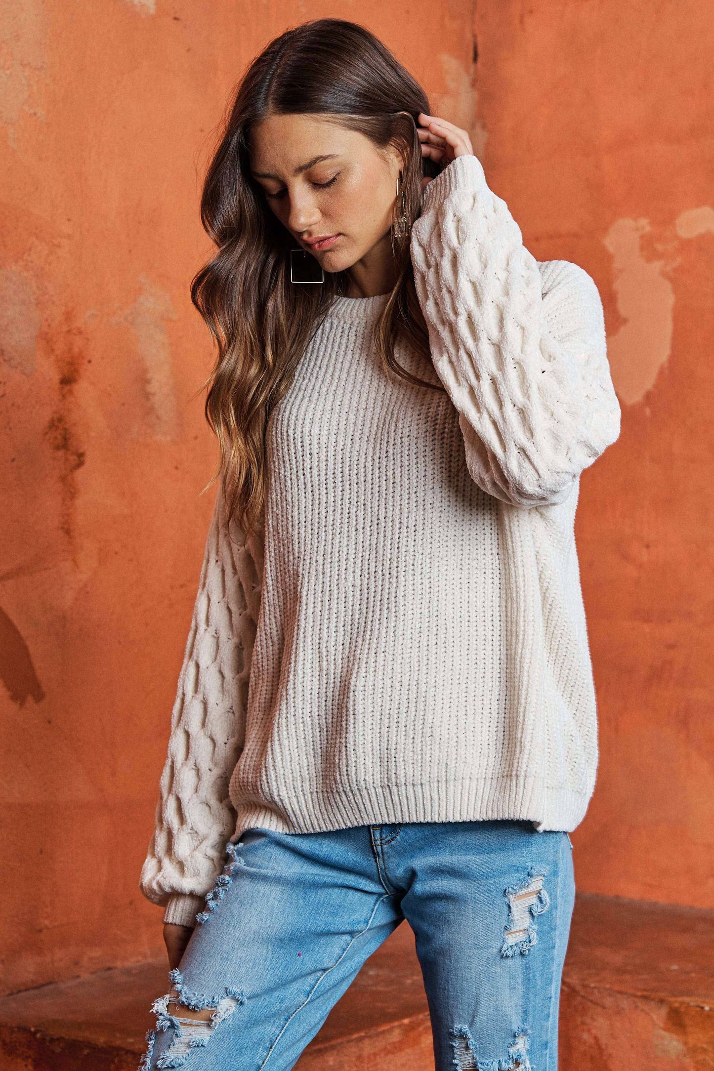 Ivory plus sleeve sweater