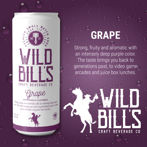 Wild Bill’s Craft Beverage Co. - Grape - Premium Cane Sugar Soda, 12-Pack, Cans