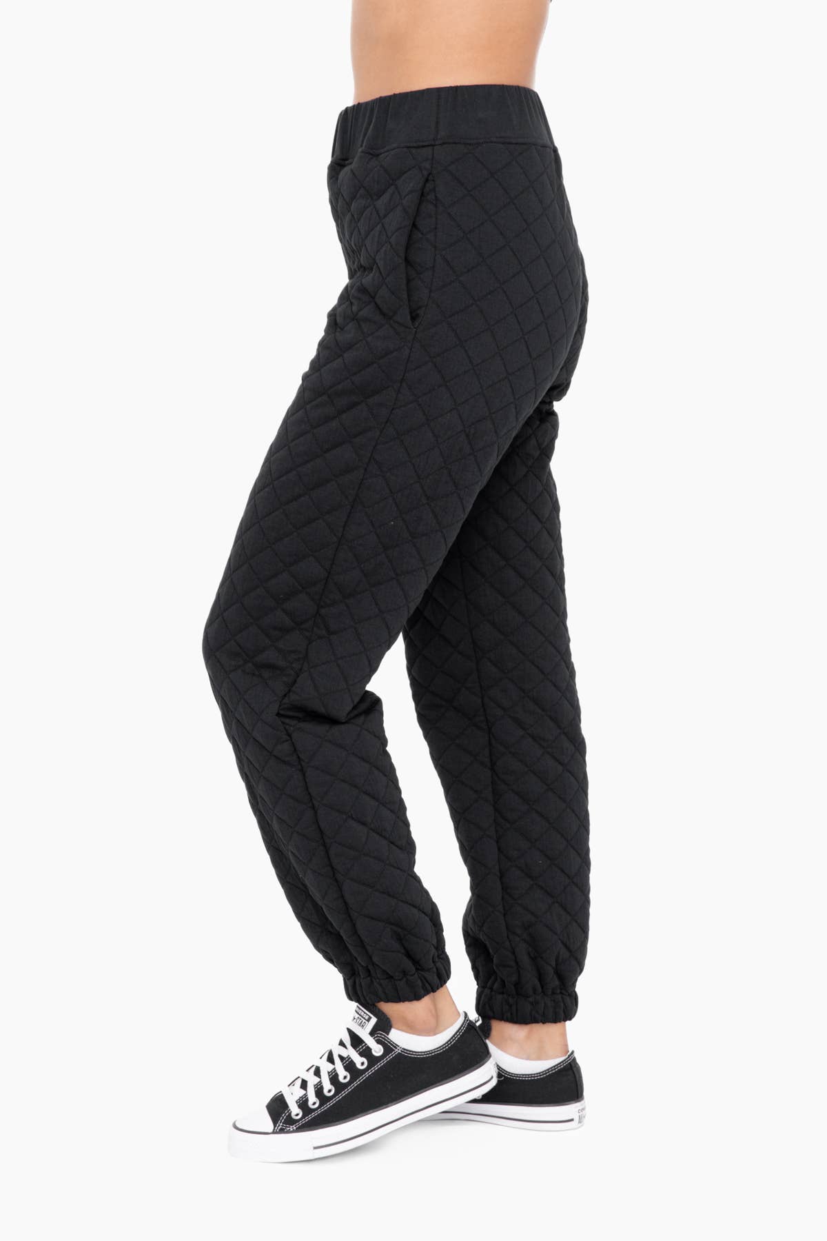 Black Quilted Jersey Joggers