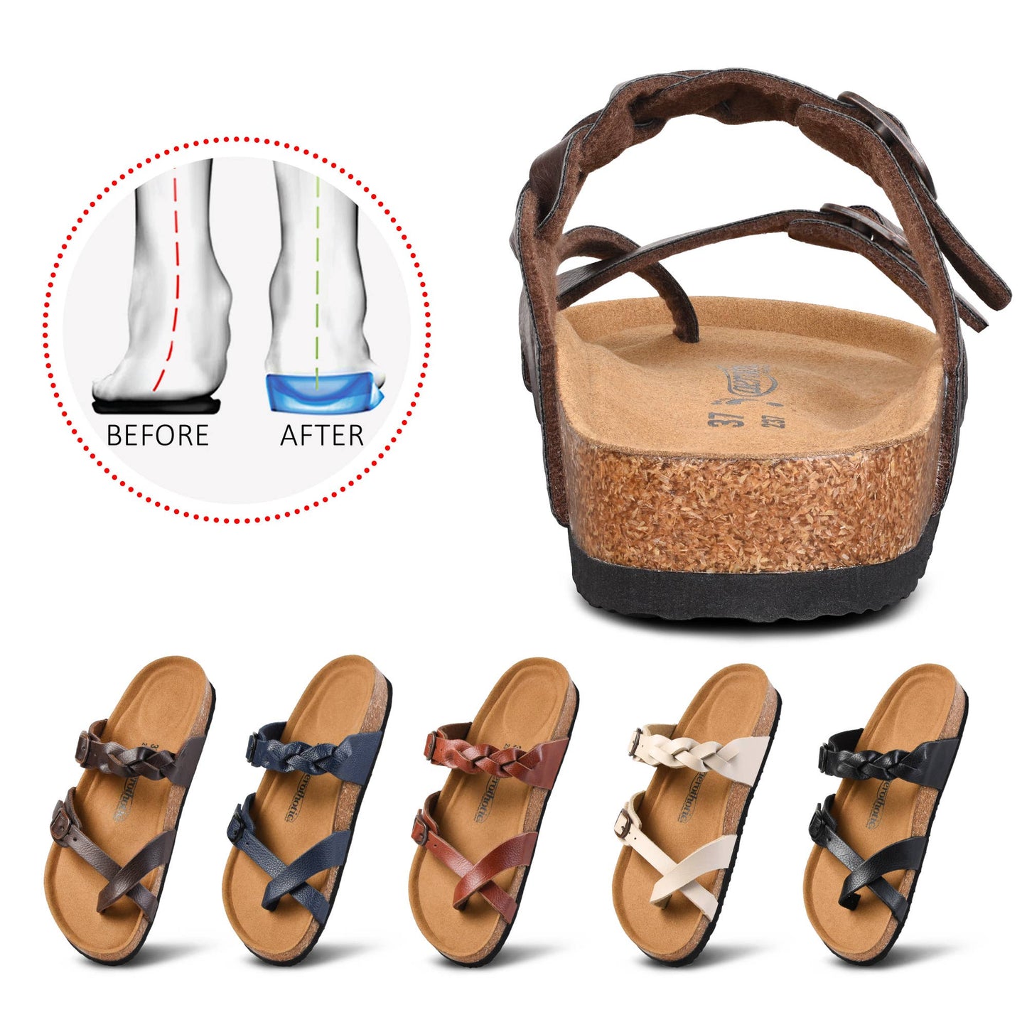 Aerothotic Irene Soft Footbed Women Cork Slide Sandals: