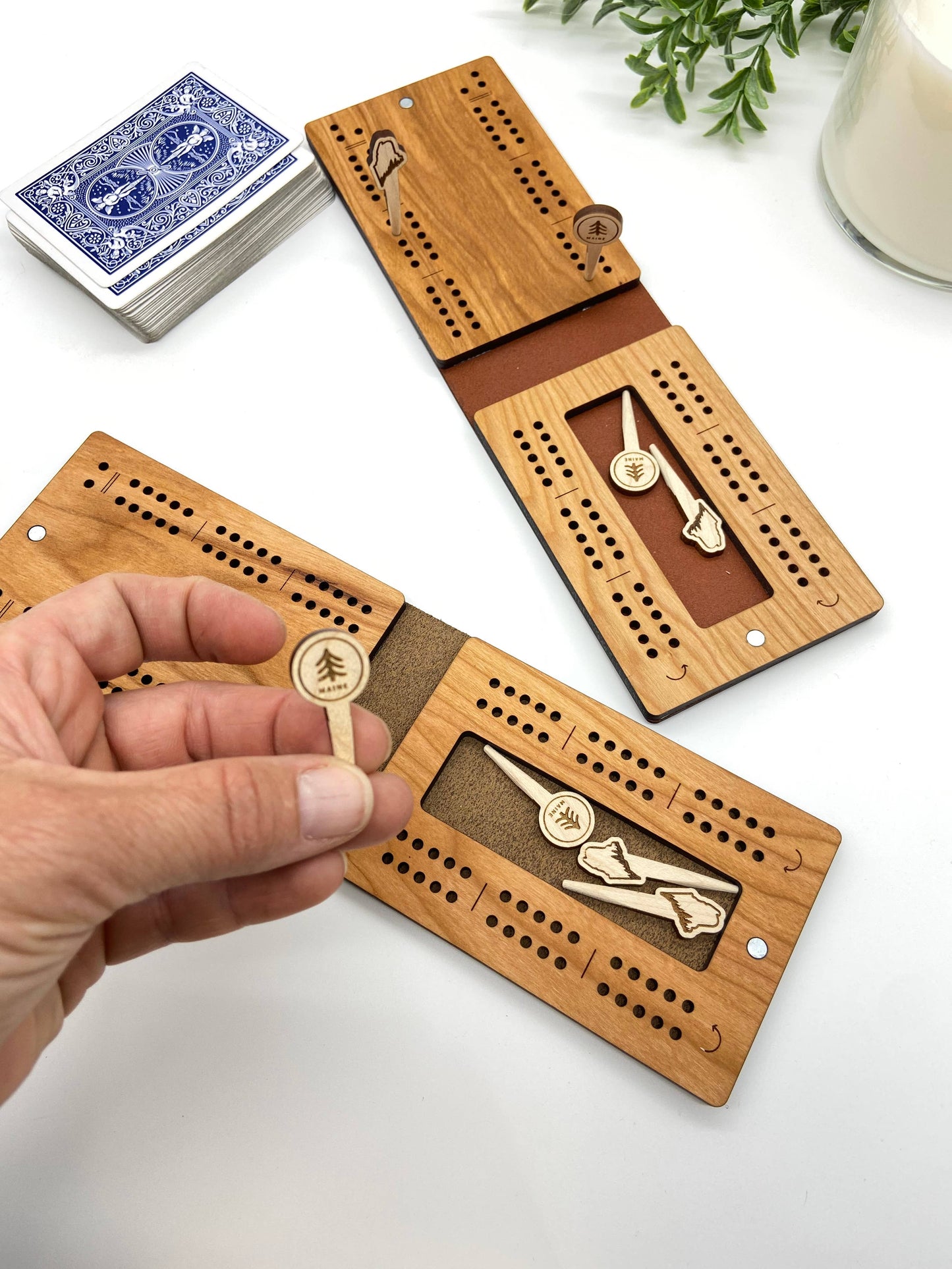 Travel Cribbage Board - Leather