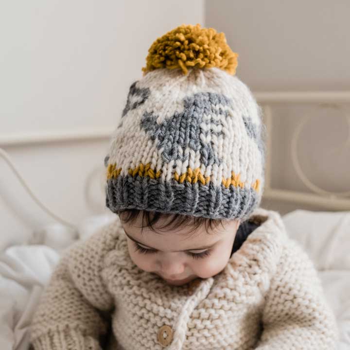 T-Rex Knit Beanie Hat: L (2-6 years)