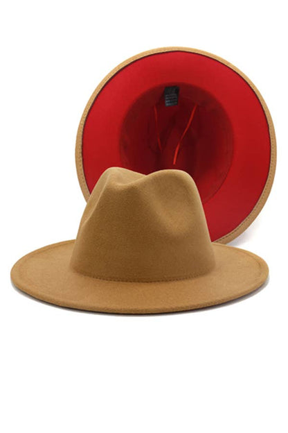 Women Double-Sided Color Matching Jazz Hat: Camel/olive green
