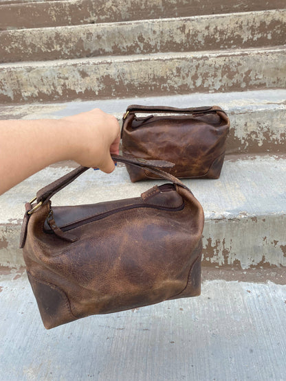 Classic Vintage Leather Toiletry Bag   