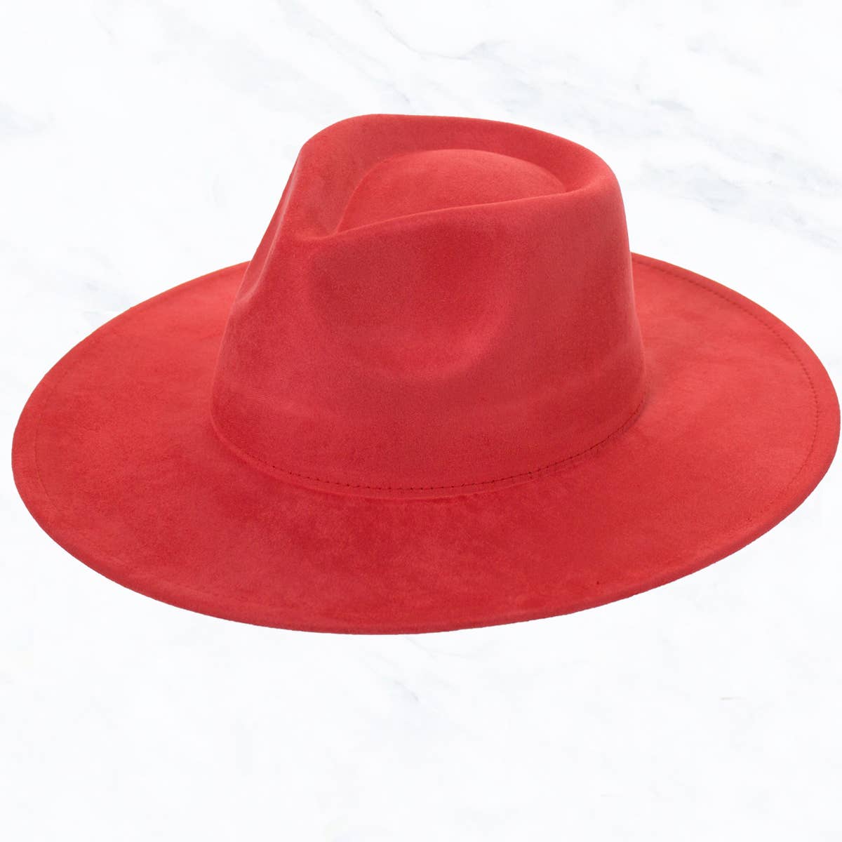 Suzie Q USA - Suede Large Eaves Teardrop Top Fedora Hat: Light Grey