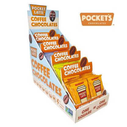 Pocket's Chocolates (Formerly Pocket Latte) - Countertop Starter Set - Coffee Chocolate Bars: 2 cases per flavor ($10 off display)