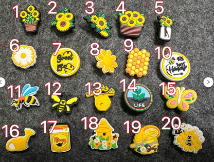 JuliesDecal - Pick your own Honey Bee Happy Theme Fancy shoe charms brighten yellow sunflower butterfly and more: #20