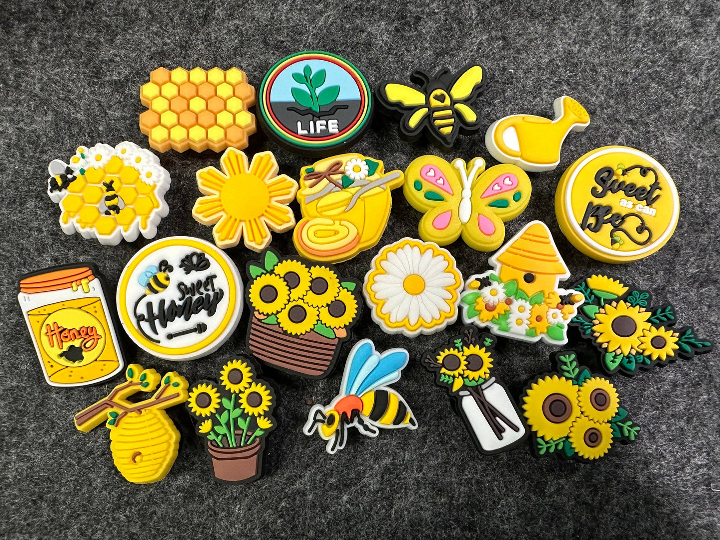 JuliesDecal - Pick your own Honey Bee Happy Theme Fancy shoe charms brighten yellow sunflower butterfly and more: #17