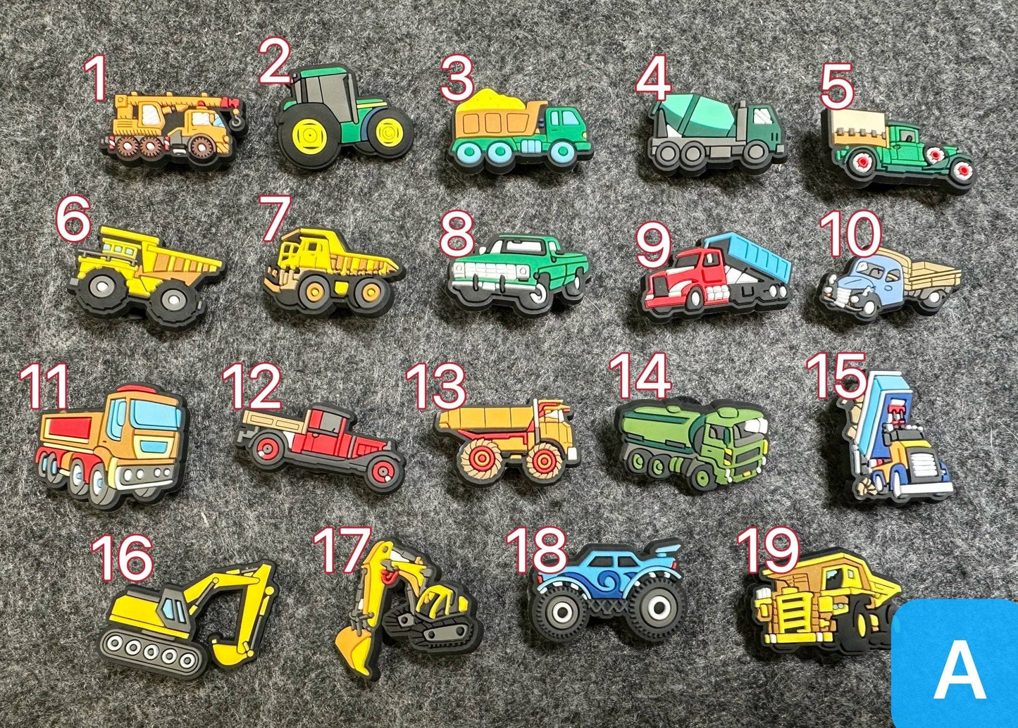 JuliesDecal - Concrete machine Construction Machine Vehicle Road Pile Driver Design shoe charms Best Quality: Set H 6pcs