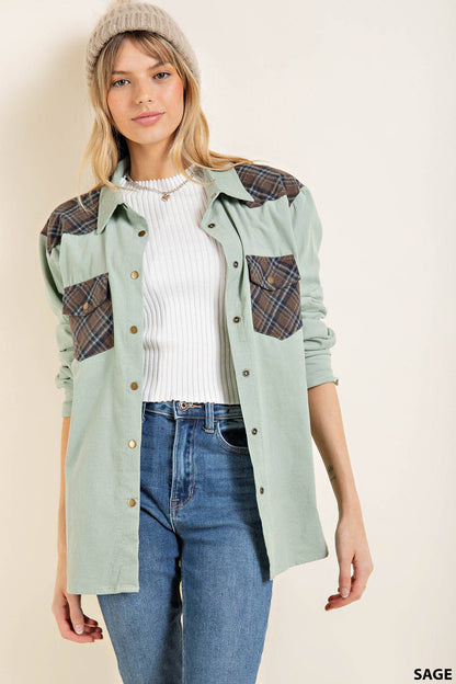 Corduroy plaid jacket